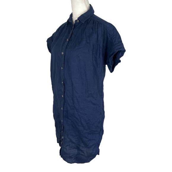 J. Crew Baird McNutt Irish Linen Button Shirt Dress Navy Relaxed Size XS - Picture 5 of 7